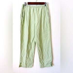 Vintage Shaver Lake Linen Blend Casual Pull On Ankle Pants Sage Green Size Small